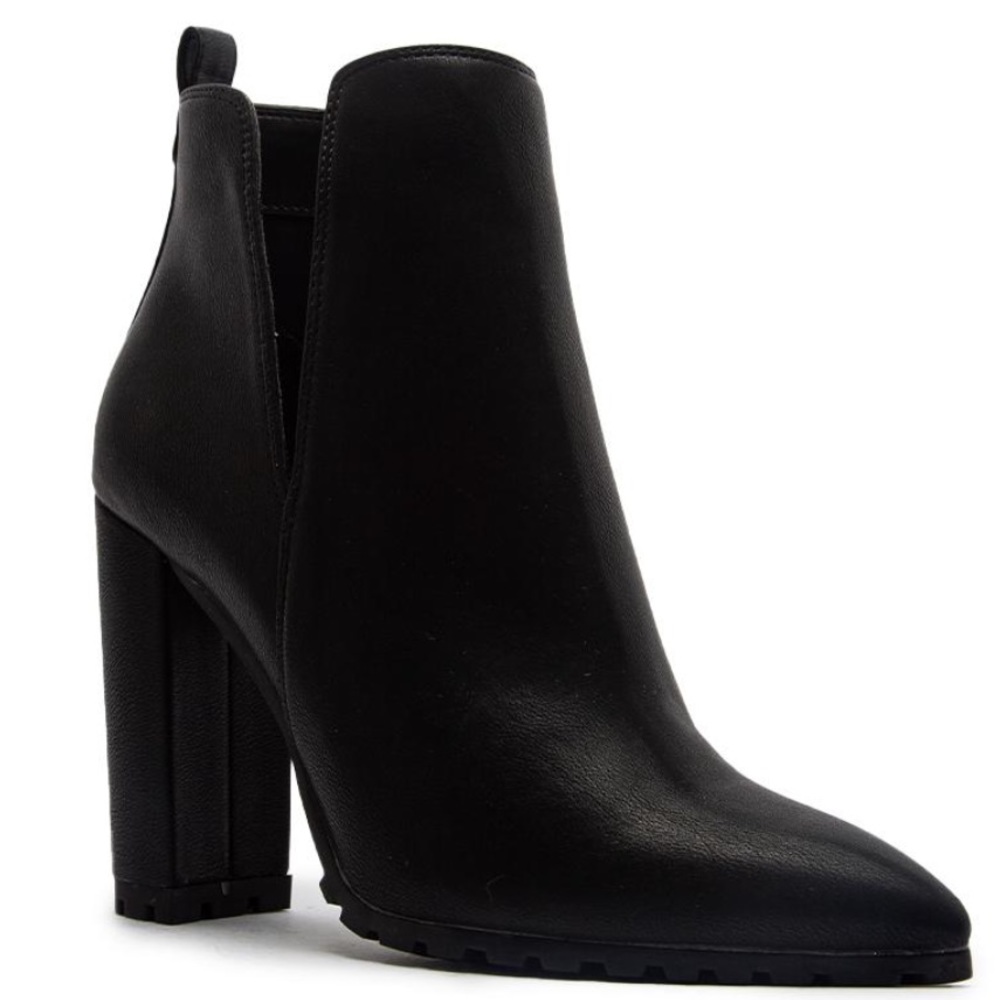 Qupid Signal Faux Leather Lug Sole Heeled Booties - Picture 2 of 5